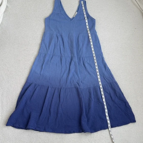 Marine Layer Corinne Double Cotton Cloth Maxi Dress Blue Size Small - Picture 5 of 5